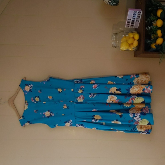 NWT Dolly and Dotty Vintage-Inspired Turquoise Swing Dress US 12 - Picture 3 of 8
